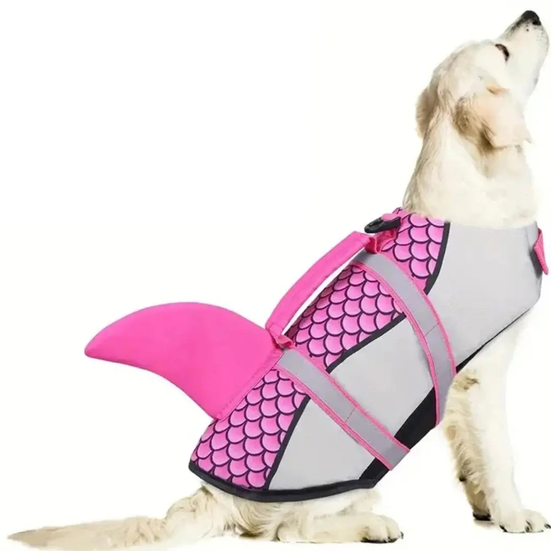 Shark Style Dog Life Jacket with Handle for Swimming & Boating
