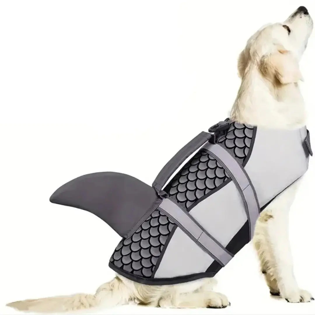 Shark Style Dog Life Jacket with Handle for Swimming & Boating