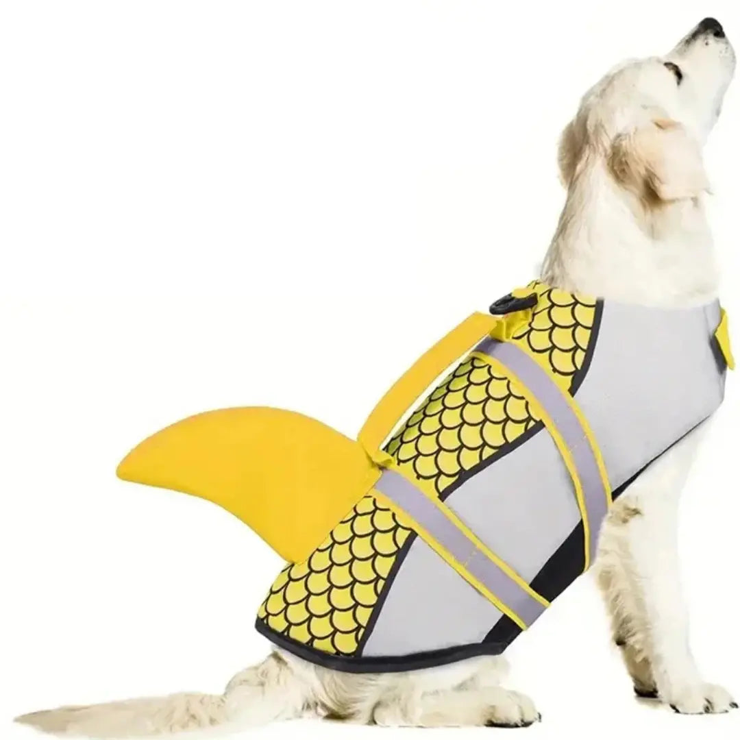 Shark Style Dog Life Jacket with Handle for Swimming & Boating