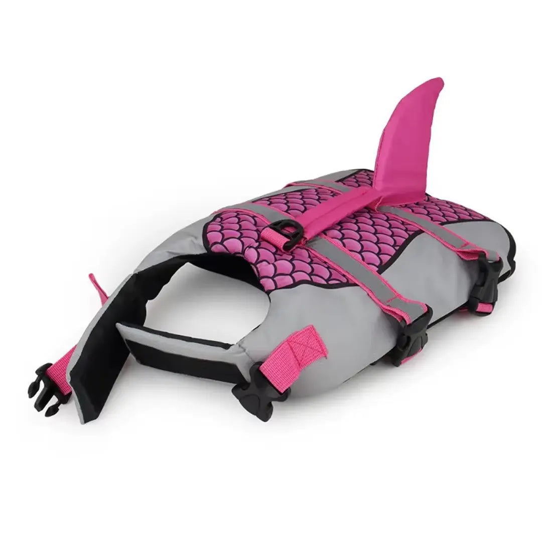 Shark Style Dog Life Jacket with Handle for Swimming & Boating