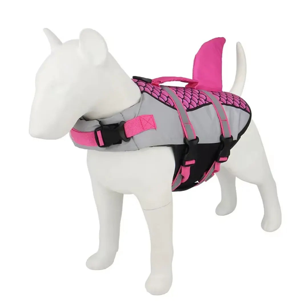 Shark Style Dog Life Jacket with Handle for Swimming & Boating