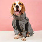 Silver Dog Waterproof Coat for Medium & Large Dogs, Reflective Jumpsuit