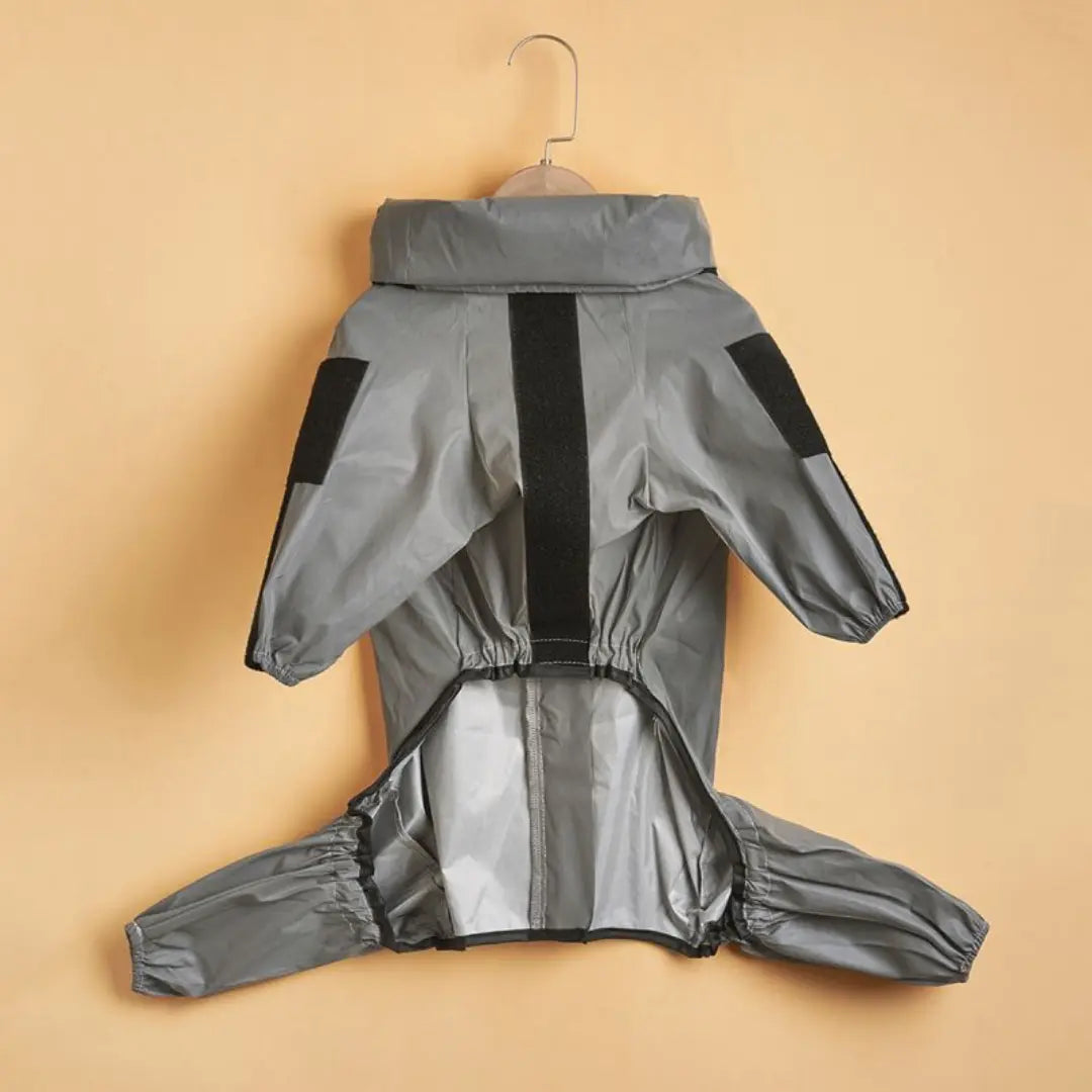Silver Dog Waterproof Coat for Medium & Large Dogs, Reflective Jumpsuit