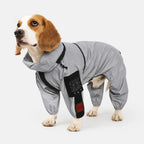 Silver Dog Waterproof Coat for Medium & Large Dogs, Reflective Jumpsuit