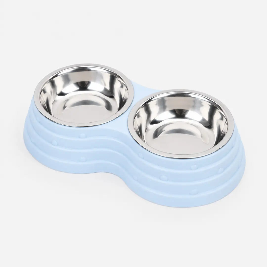Stainless Steel Pet Bowl Set for Dogs & Cats, Double Feeding Station