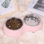 Stainless Steel Pet Bowl Set for Dogs & Cats, Double Feeding Station