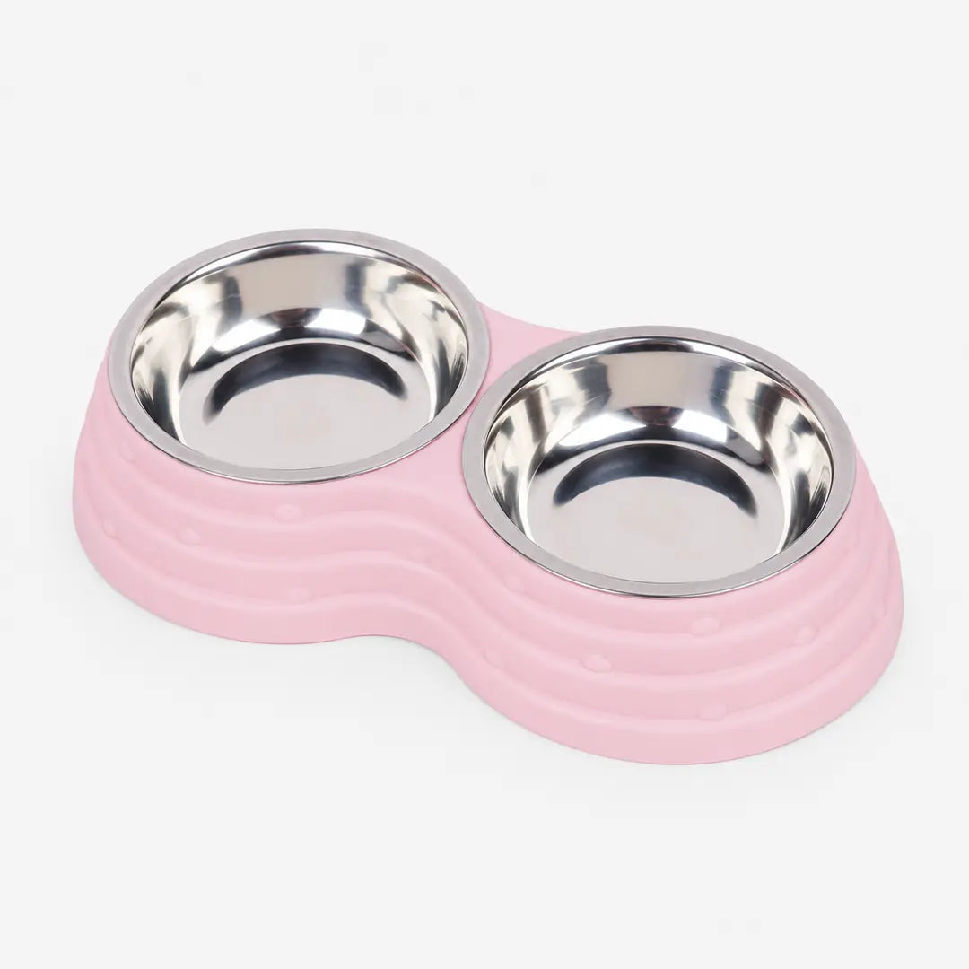 Stainless Steel Pet Bowl Set for Dogs & Cats, Double Feeding Station