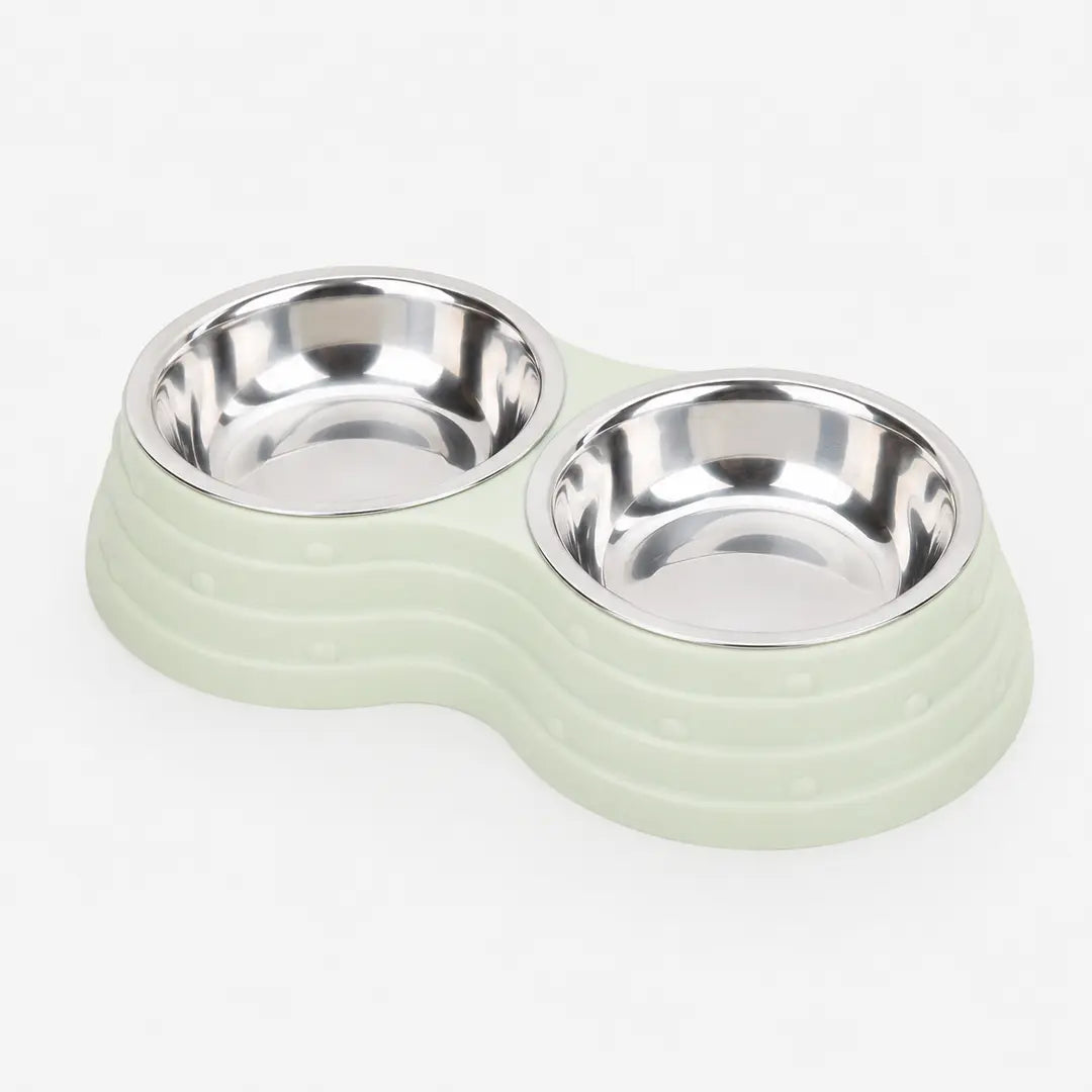 Stainless Steel Pet Bowl Set for Dogs & Cats, Double Feeding Station