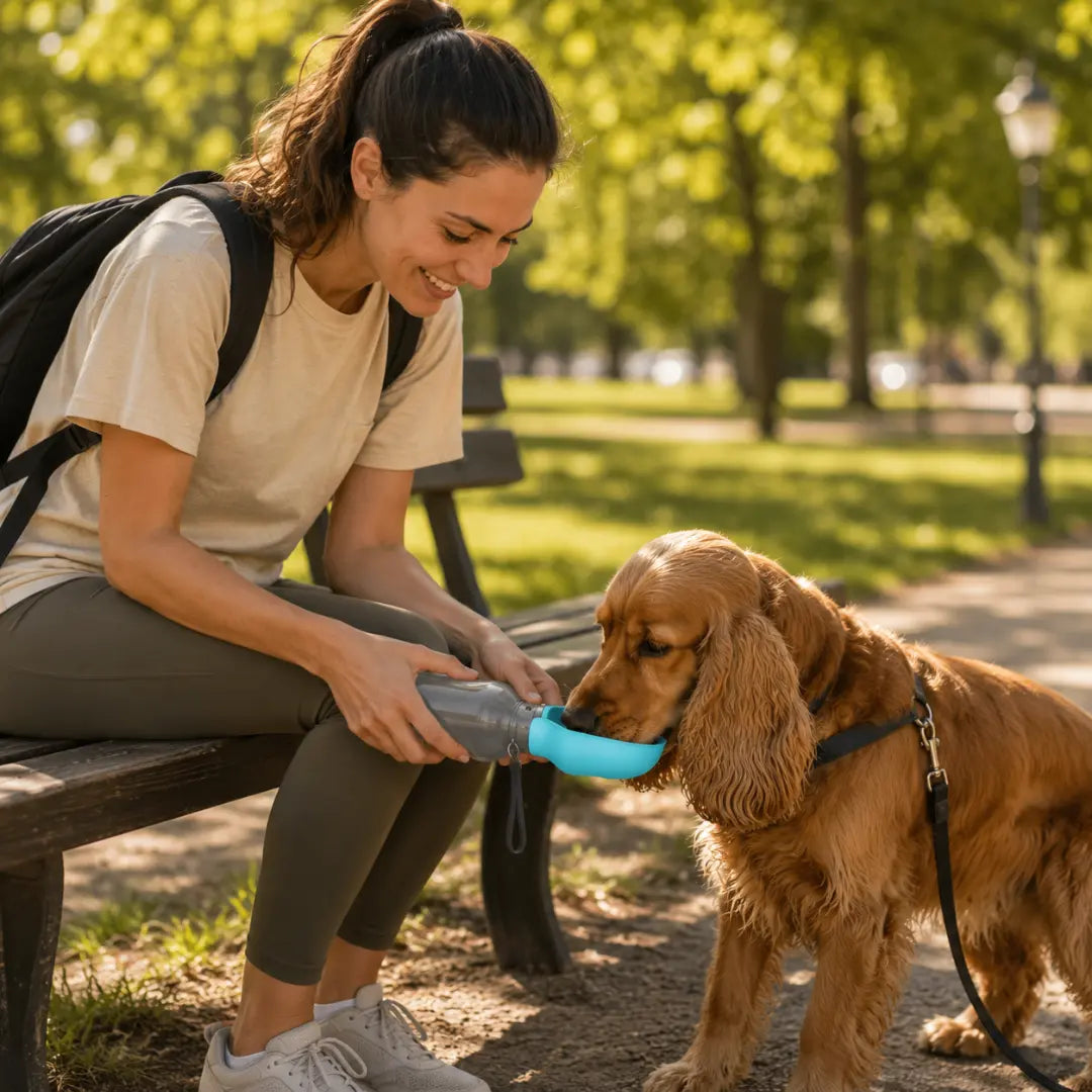 Travel-Ready Portable Dog Water Bottle with 800ml Capacity & Wide Drinking Bowl