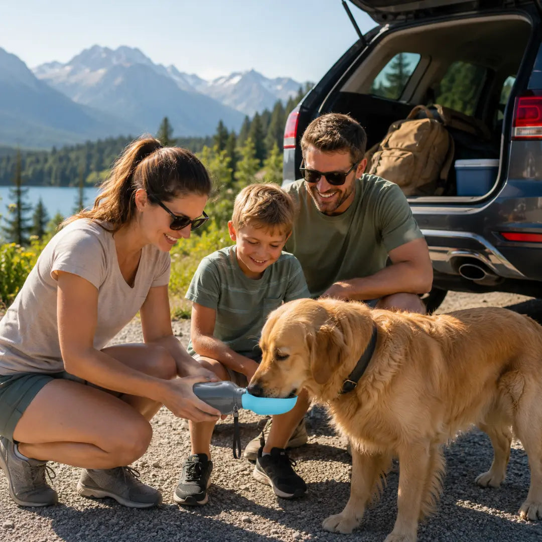 Travel-Ready Portable Dog Water Bottle with 800ml Capacity & Wide Drinking Bowl