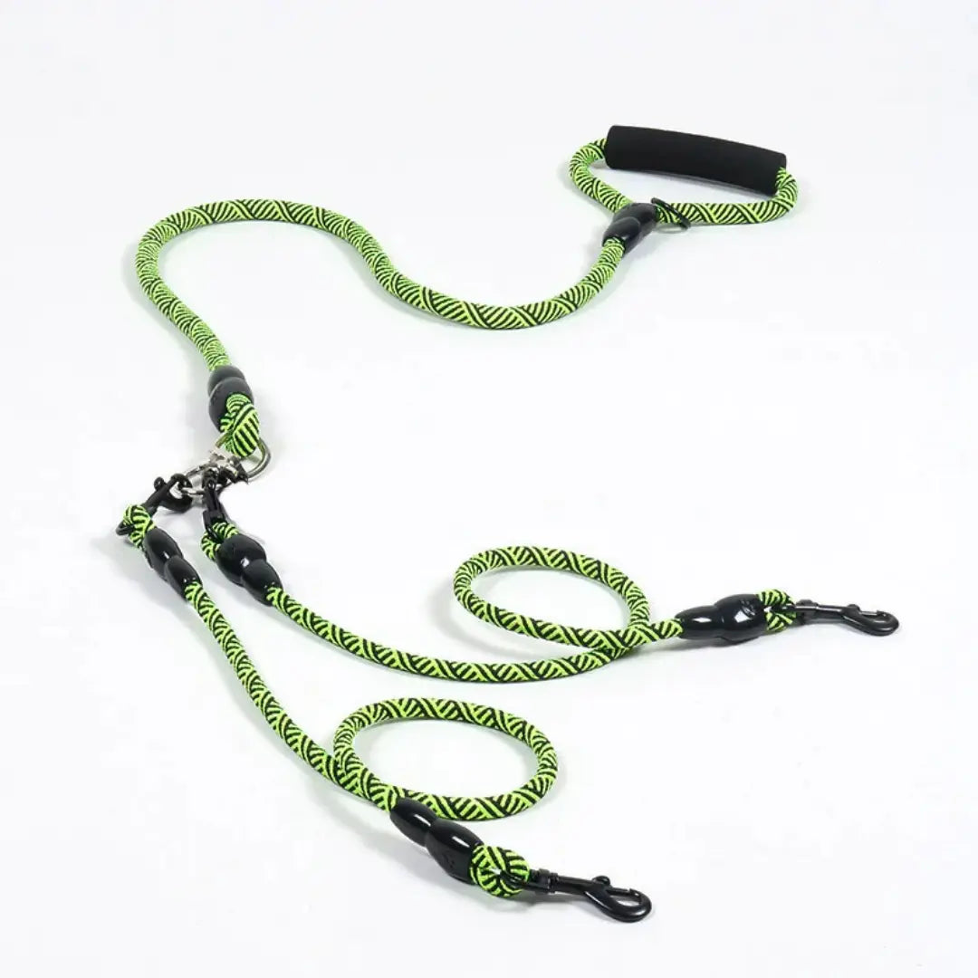 Triple-Walker Dog Leash for 2–3 Dogs, Nylon Rope & Foam Handle