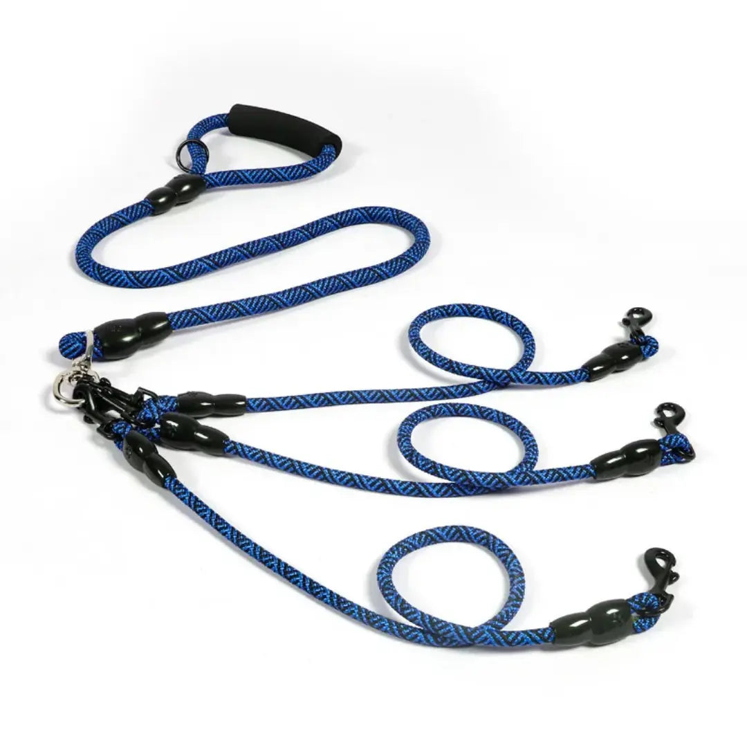 Triple-Walker Dog Leash for 2–3 Dogs, Nylon Rope & Foam Handle