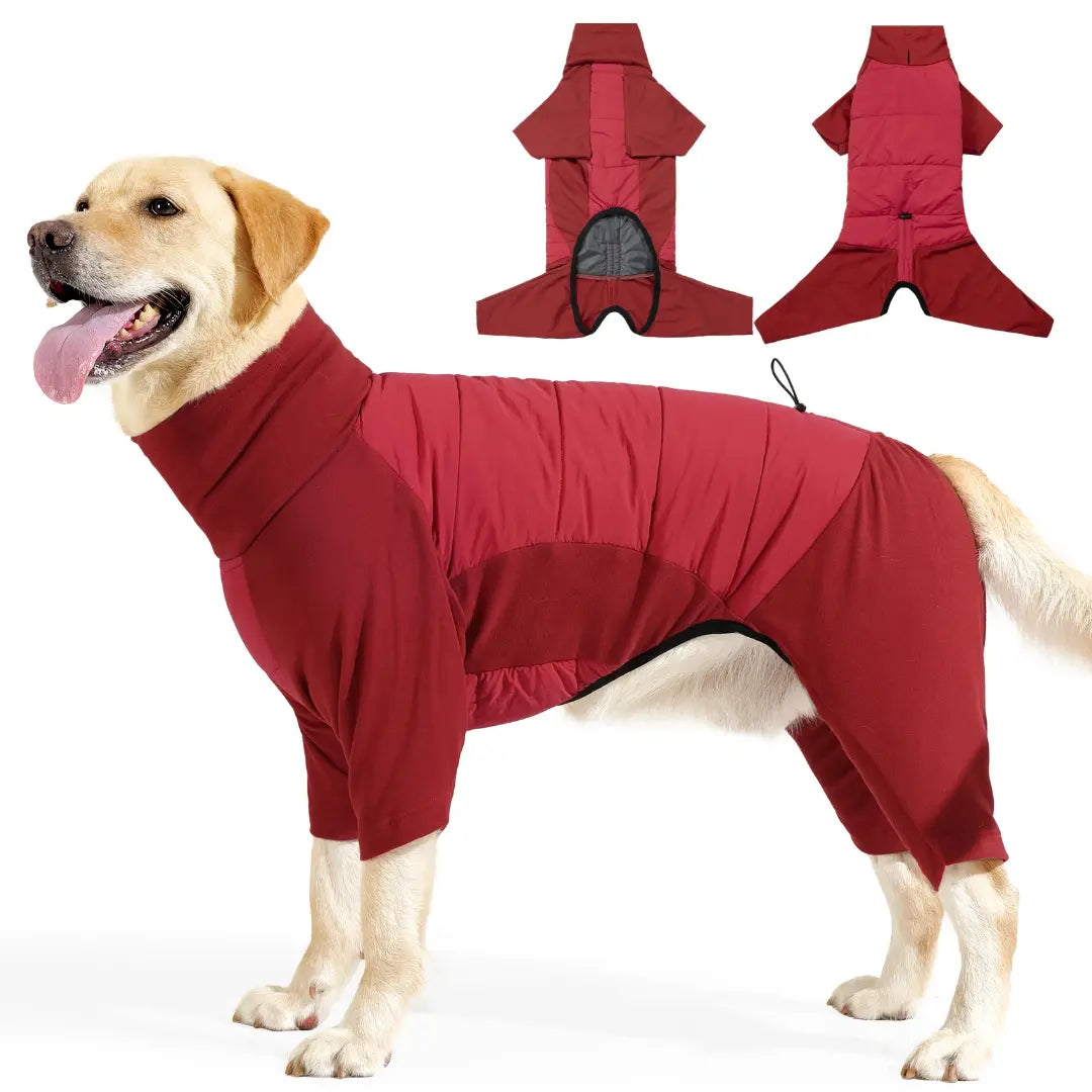 Turtleneck Fullbody Dog Coat with Four-Leg Coverage & Leash Opening