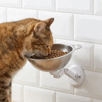 Wall Mounted Pet Bowl for Cats & Small Dogs, Adjustable Stainless Steel
