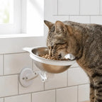 Wall Mounted Pet Bowl for Cats & Small Dogs, Adjustable Stainless Steel