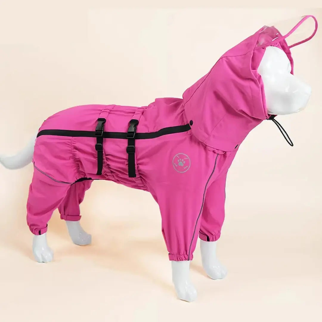 Waterproof Dog Coat with Reflective Trim, Full-Body Rain Suit