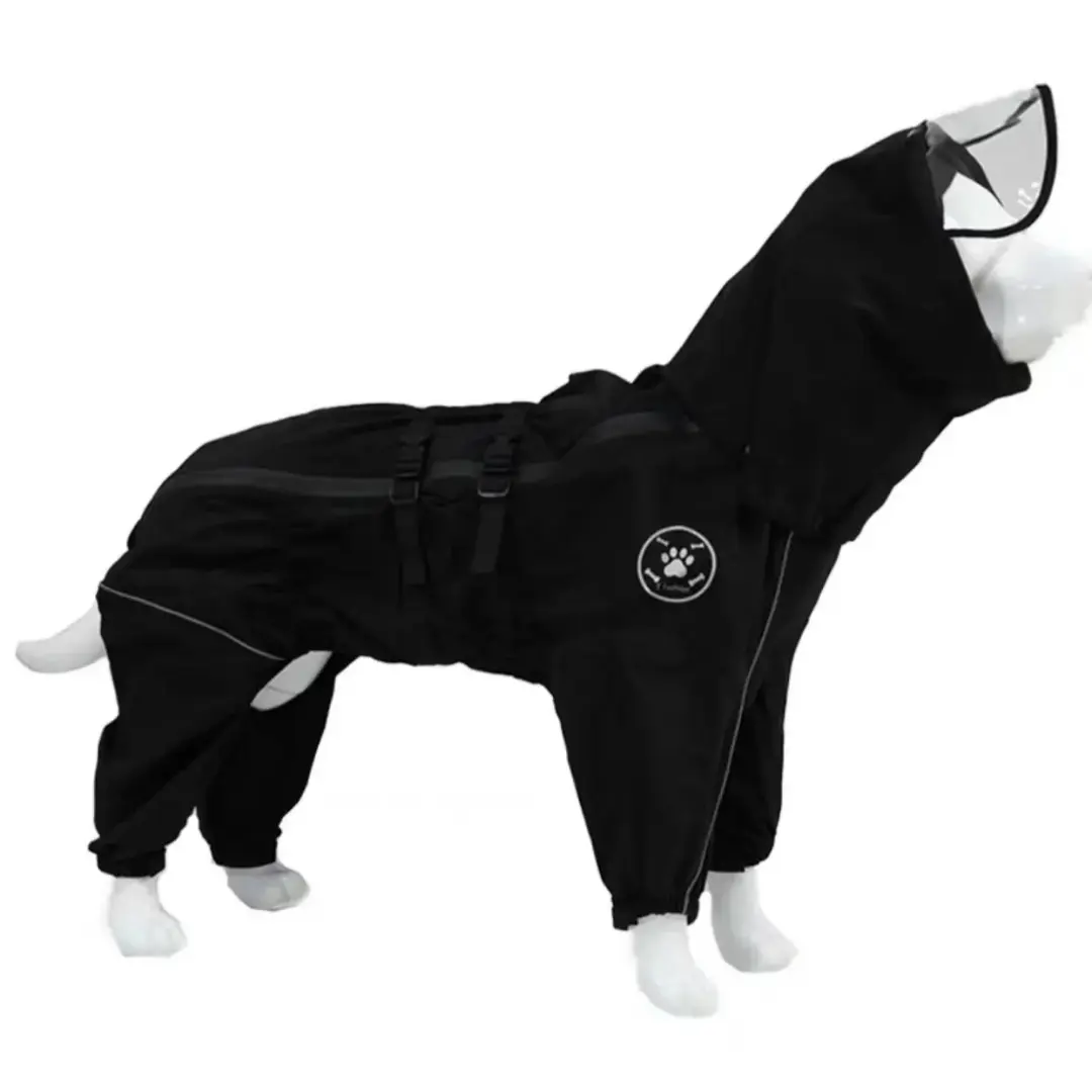 Waterproof Dog Coat with Reflective Trim, Full-Body Rain Suit