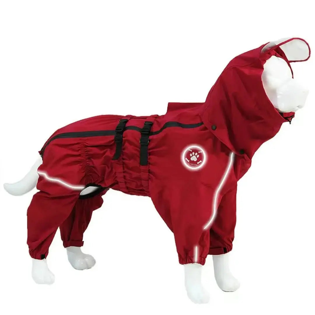Waterproof Dog Coat with Reflective Trim, Full-Body Rain Suit