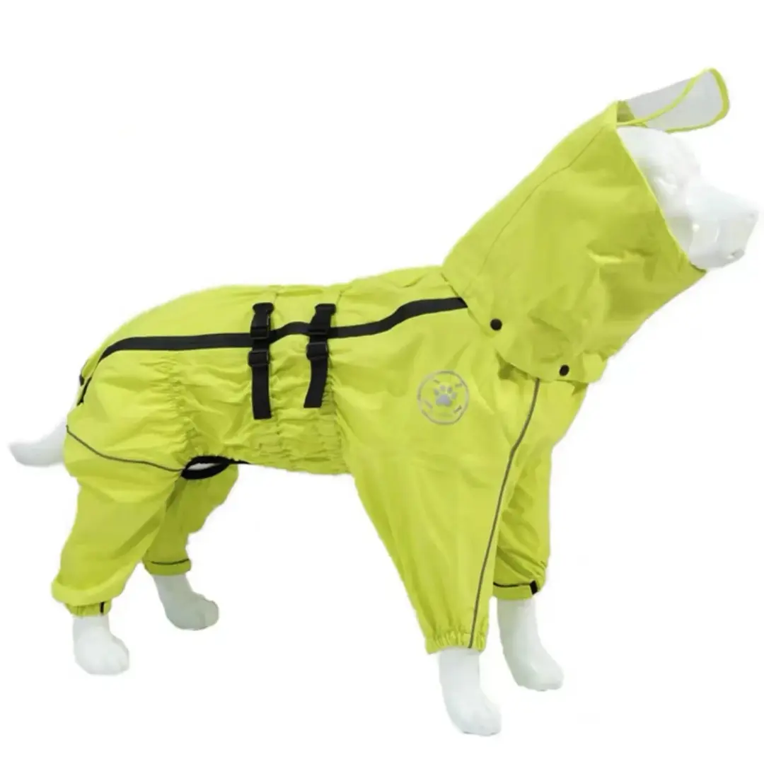 Waterproof Dog Coat with Reflective Trim, Full-Body Rain Suit