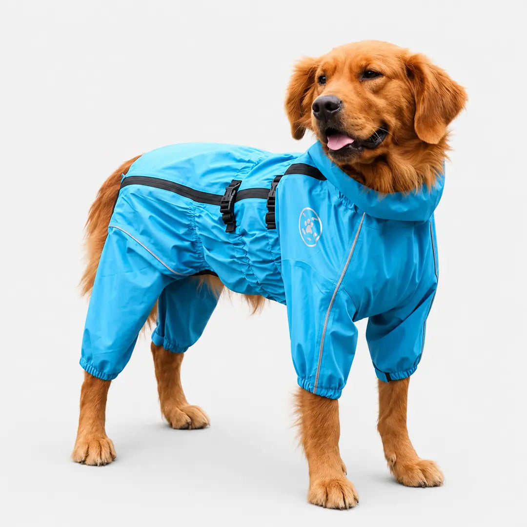 Waterproof Dog Coat with Reflective Trim, Full-Body Rain Suit