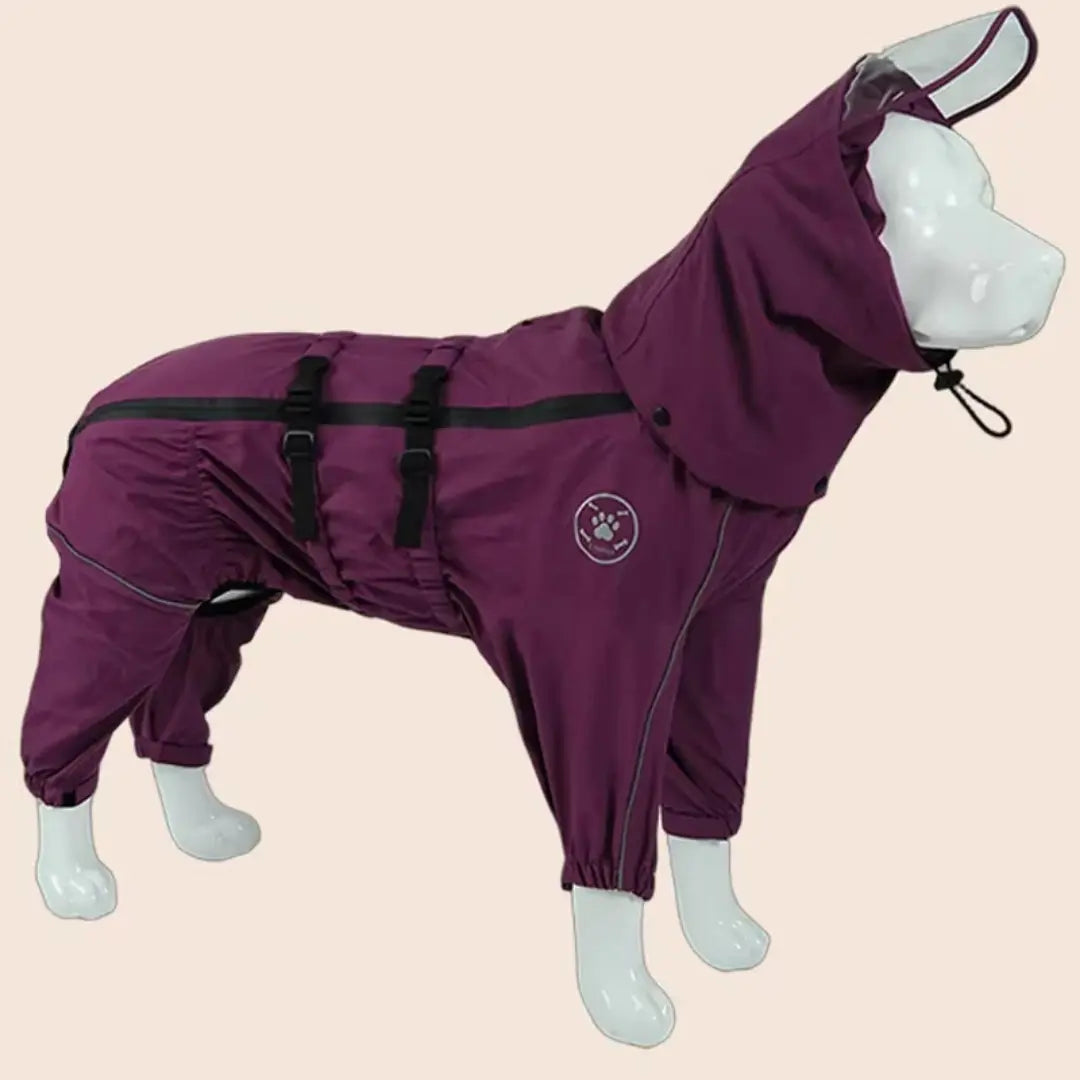 Waterproof Dog Coat with Reflective Trim, Full-Body Rain Suit
