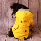 Yellow Waterproof Dog Raincoat for All Breeds, Hooded Windproof Jacket